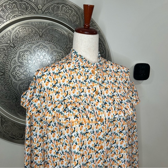 NWT Mazik Long sleeve Yellow Pattern Blouse- Size L - Picture 2 of 7